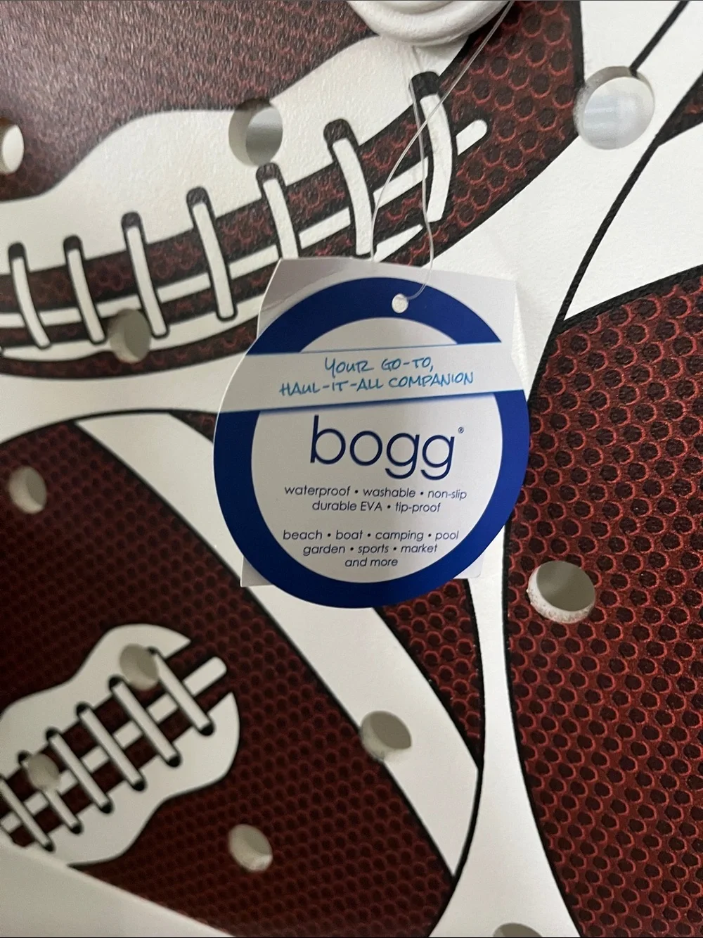 Bogg bagsSporty White & Brown Football Print Tote Bag